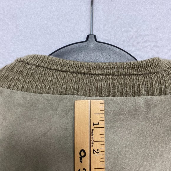 VINTAGE Saxony Sweater Mens L Brown Geometric Leather Pullover Knitted - Picture 11 of 12